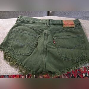 Levi's Green Distressed Jean Shorts